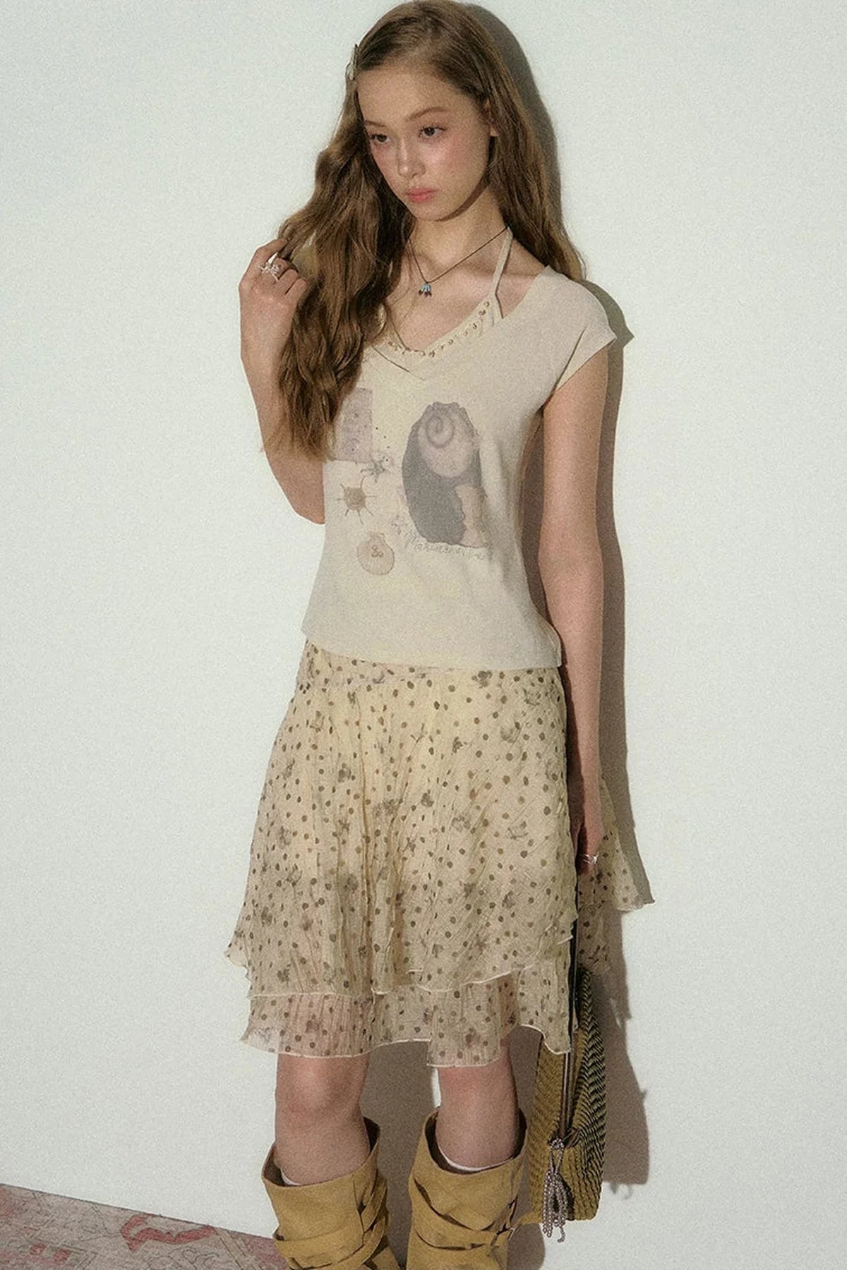 Seashell V-Neck Printed Top