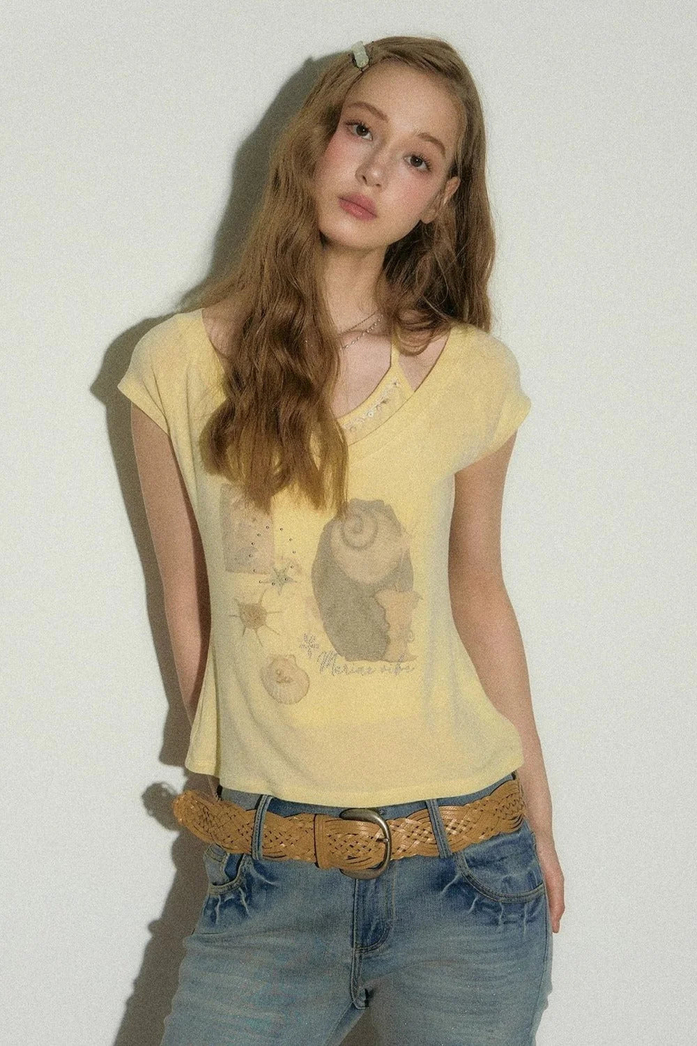 Seashell V-Neck Printed Top