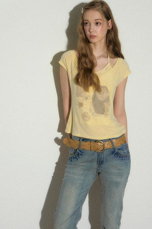 Seashell V-Neck Printed Top