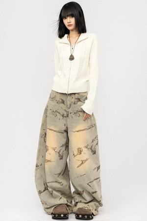Semi-High Neck Knitted Cardigan
