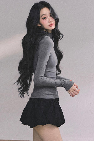 Semi-High-Neck Long-Sleeved Autumn Inner T-Shirt Top
