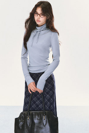 Semi-High Neck Scarf Top Set-Up