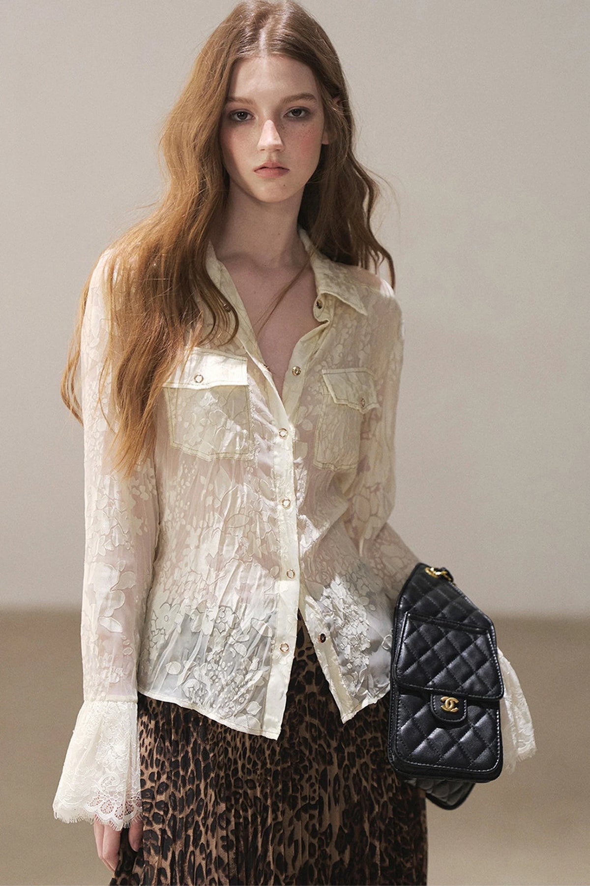 Semi-Sheer Lace Shirt