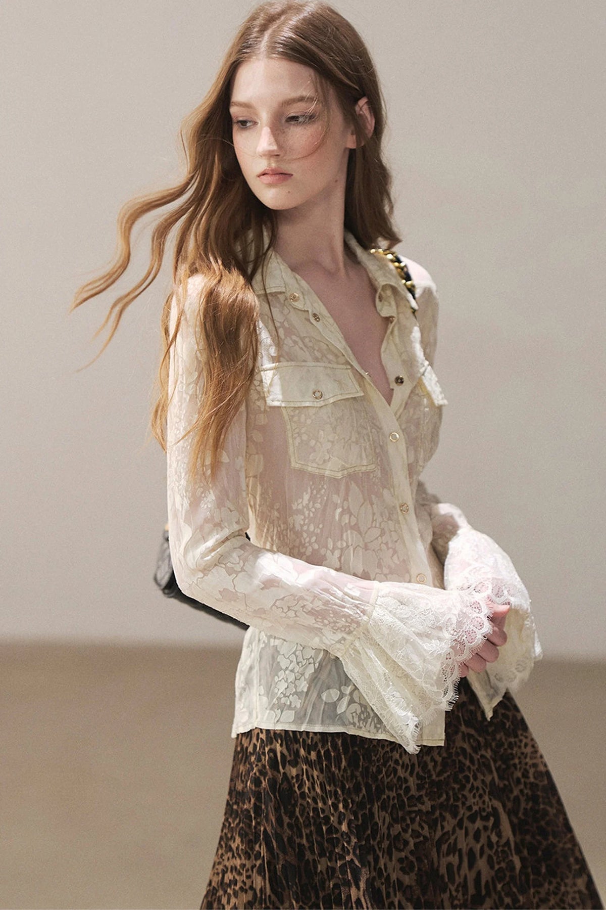 Semi-Sheer Lace Shirt