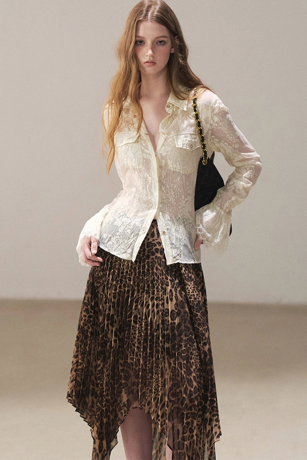Semi-Sheer Lace Shirt