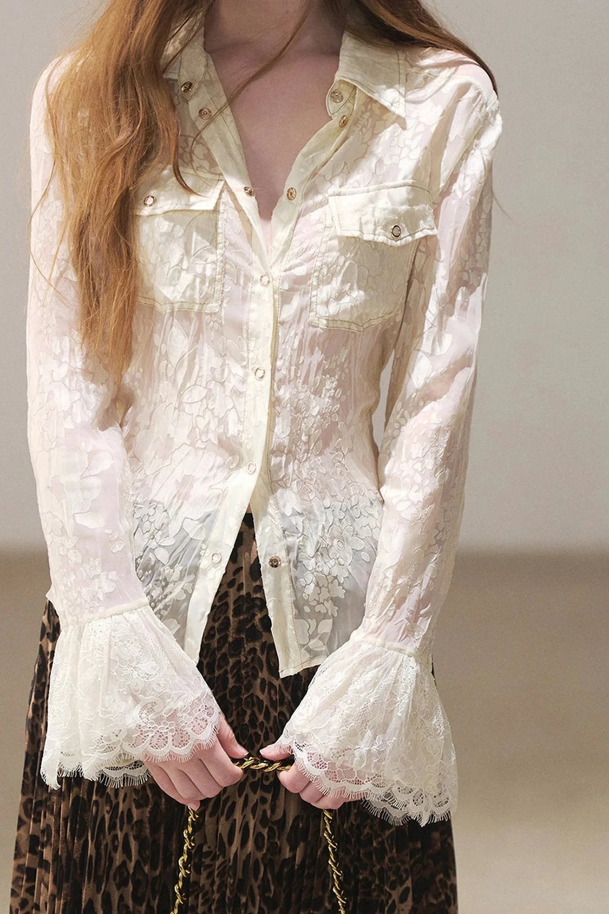 Semi-Sheer Lace Shirt