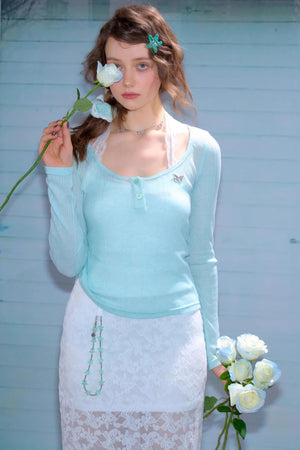 Semi-Sheer Slim Long Sleeve T-Shirt