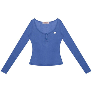 Semi-Sheer Slim Long Sleeve T-Shirt