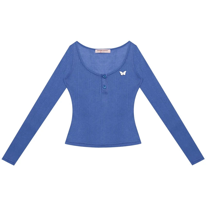 Semi-Sheer Slim Long Sleeve T-Shirt