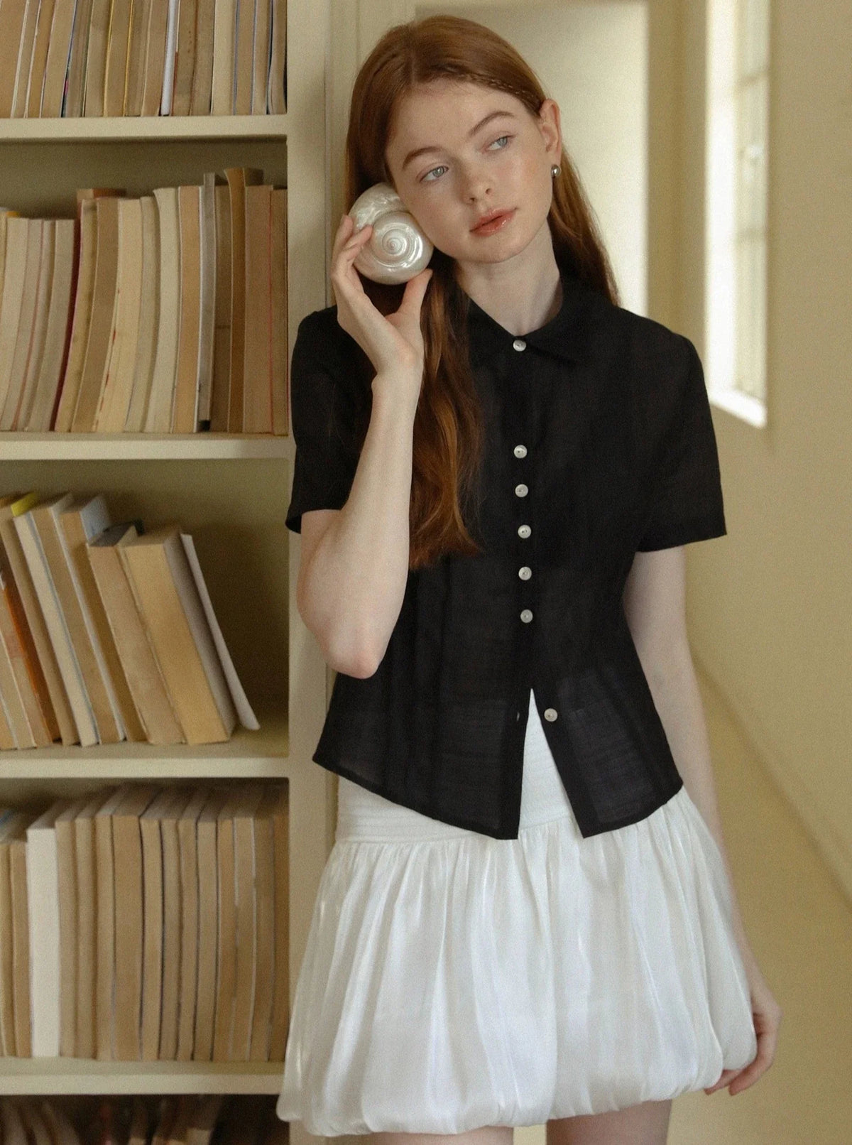 Semi-Sheer Waisted Shirt