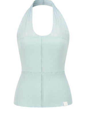 Semi-Transparent Lace Halter Top