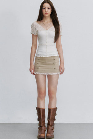 Semi-Transparent Lace Modal Top