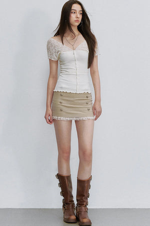 Semi-Transparent Lace Modal Top
