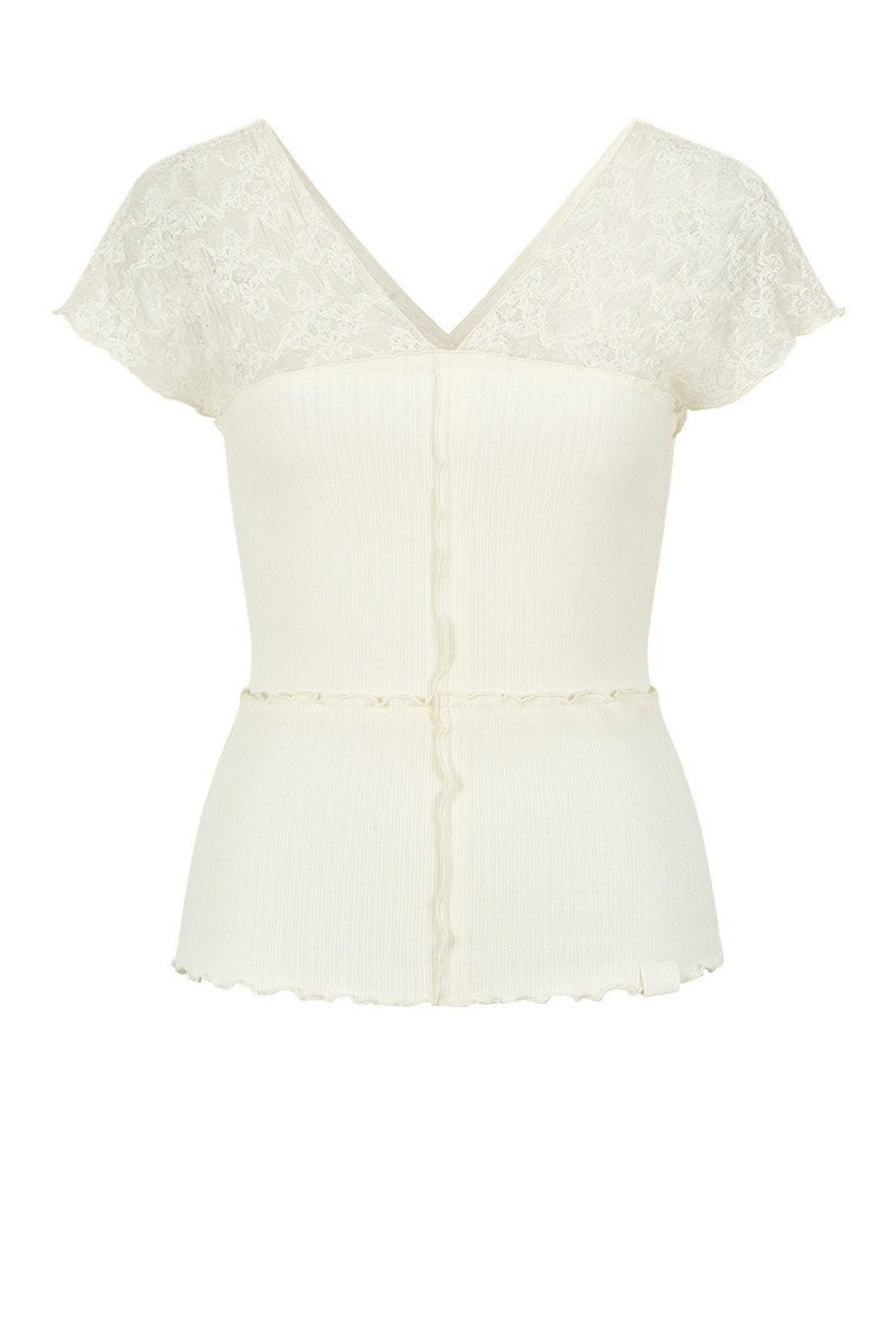 Semi-Transparent Lace Modal Top
