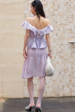 Semi-Transparent Lace Splicing Pleated Skirt