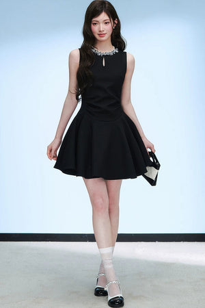 Sequin Collar Sleeveless Dress