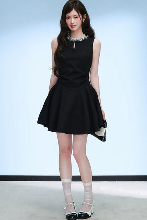 Sequin Collar Sleeveless Dress