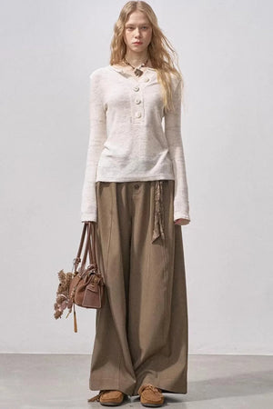 Sequin Henry Collar Knit Sweater