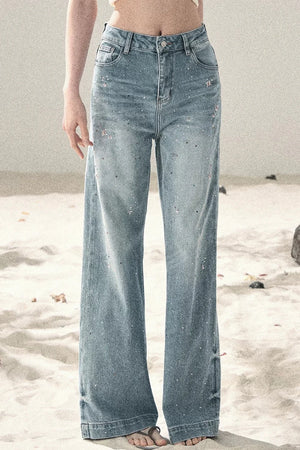 Sequin Straight Leg Jeans