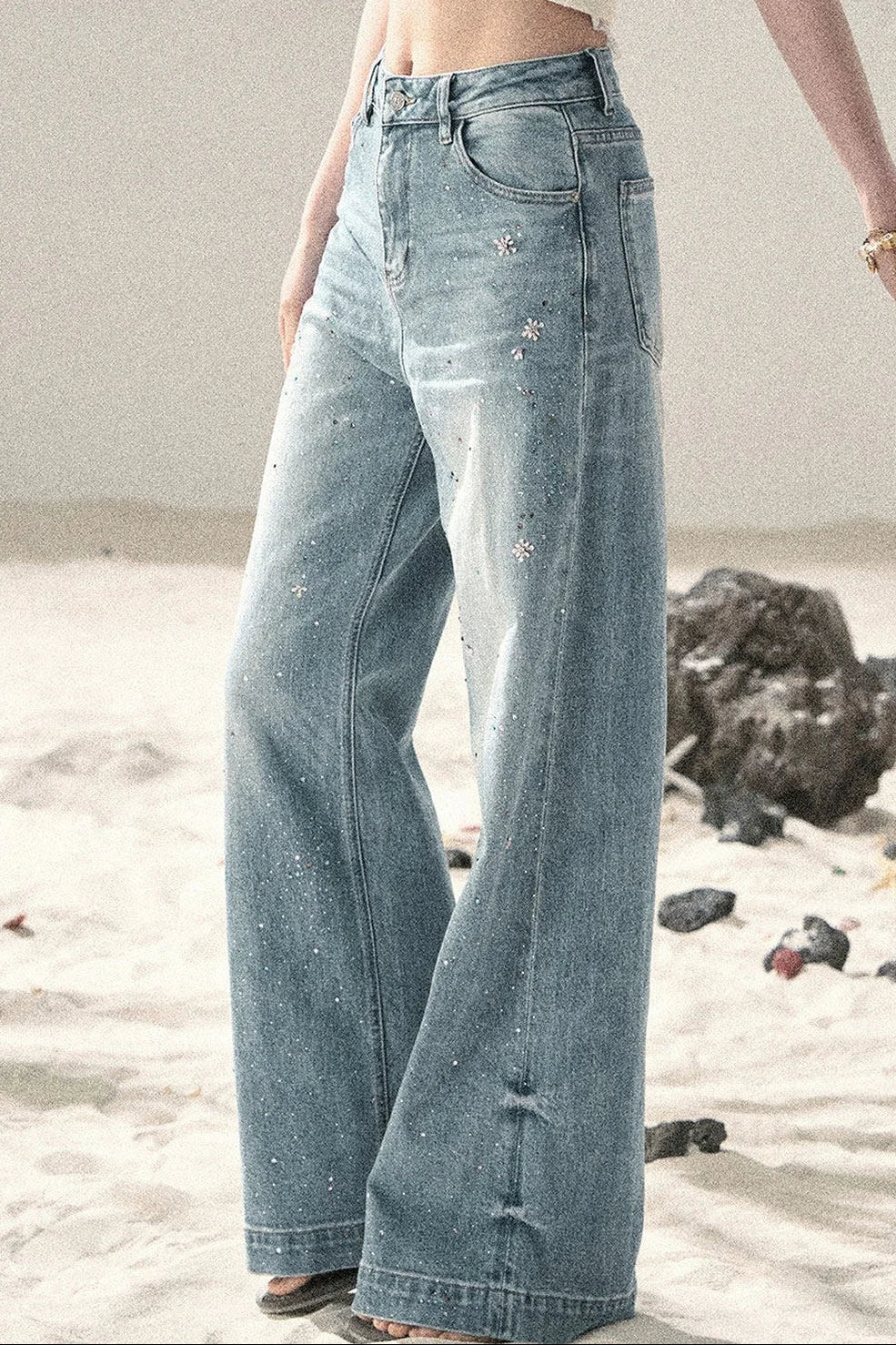 Sequin Straight Leg Jeans