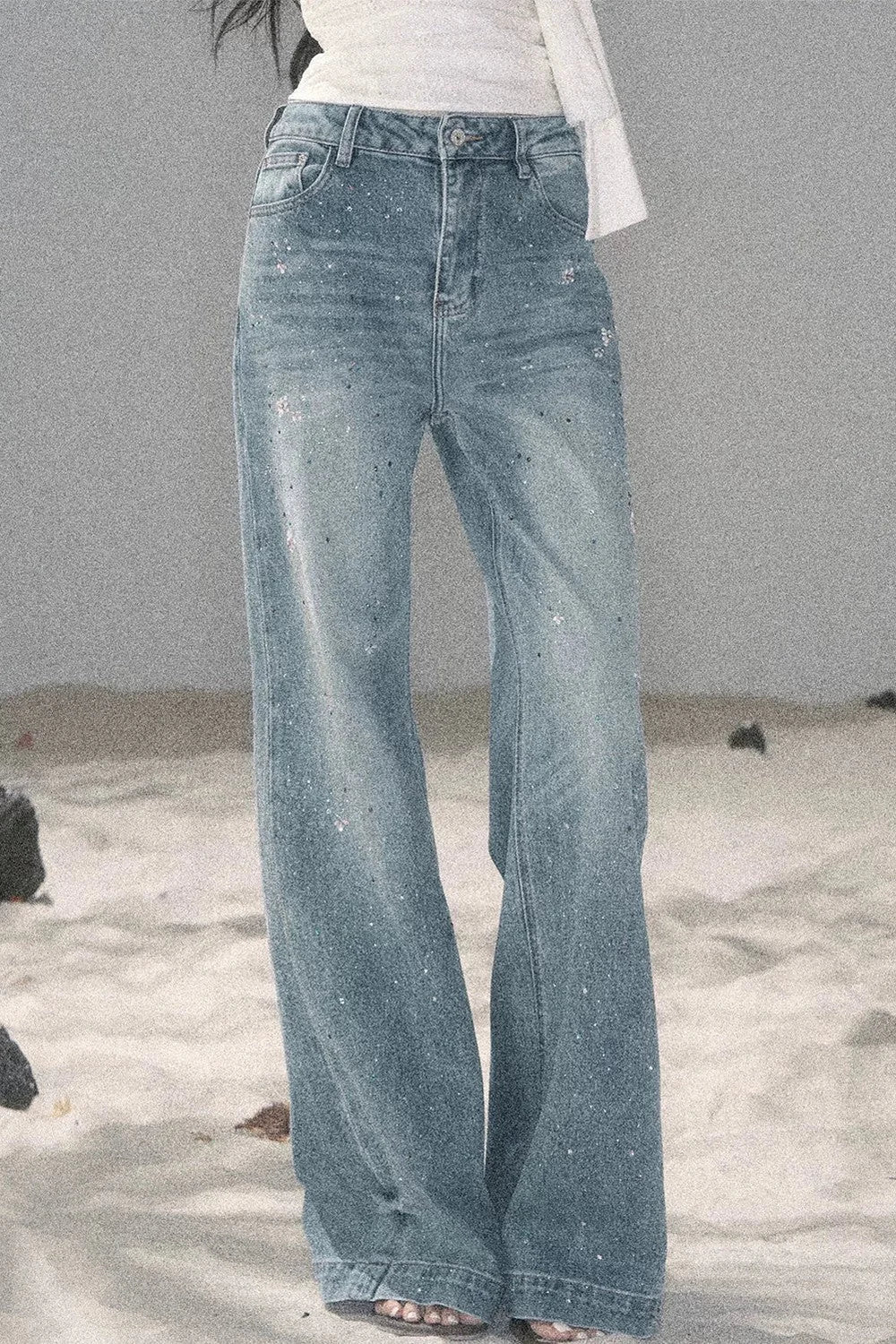 Sequin Straight Leg Jeans