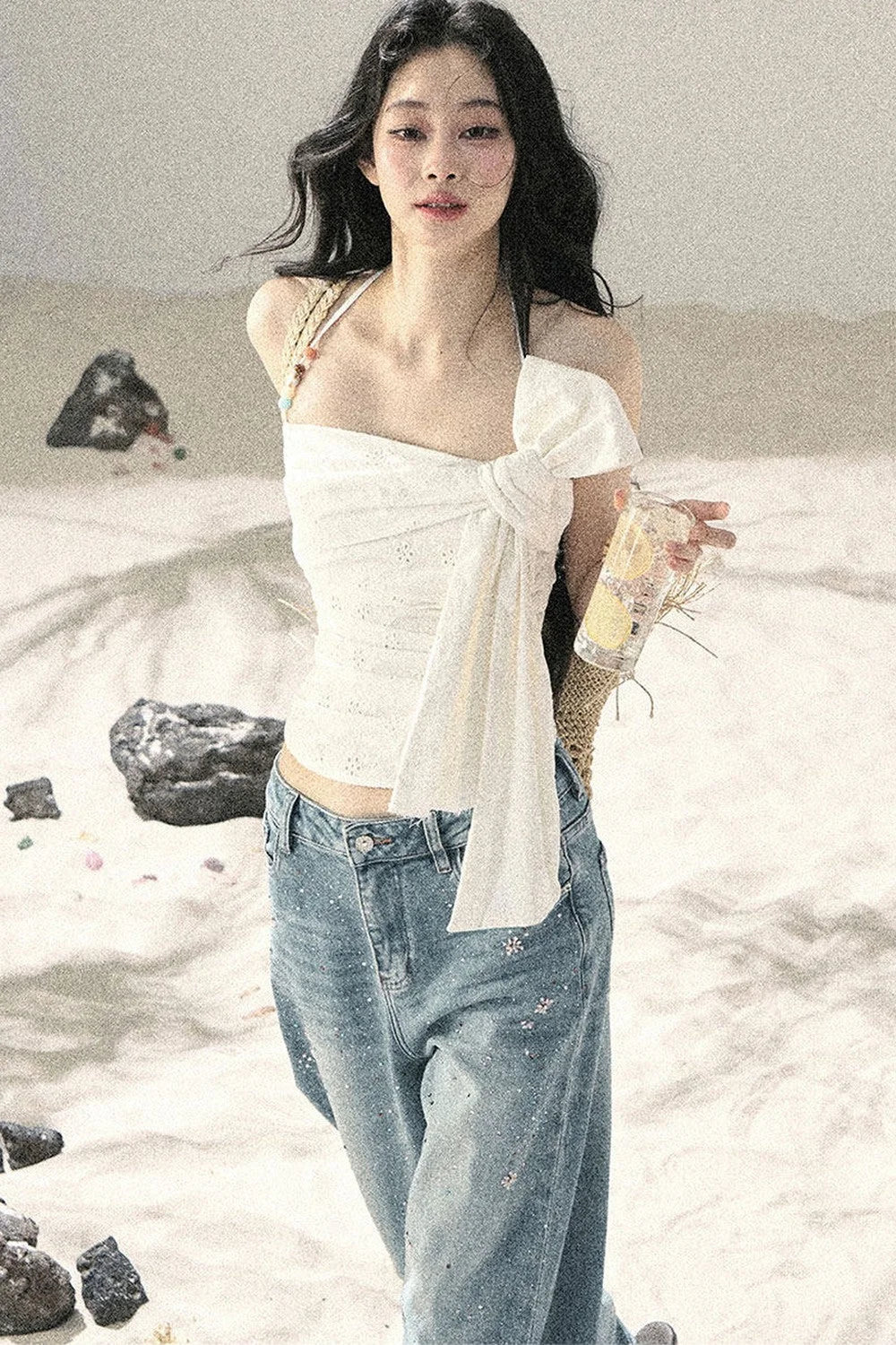 Sequin Straight Leg Jeans