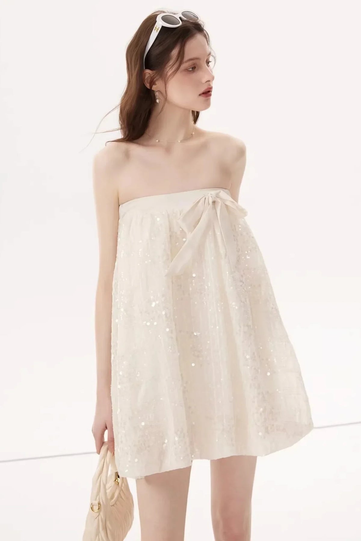 Sequined Bow Skirt Suit Set-Up