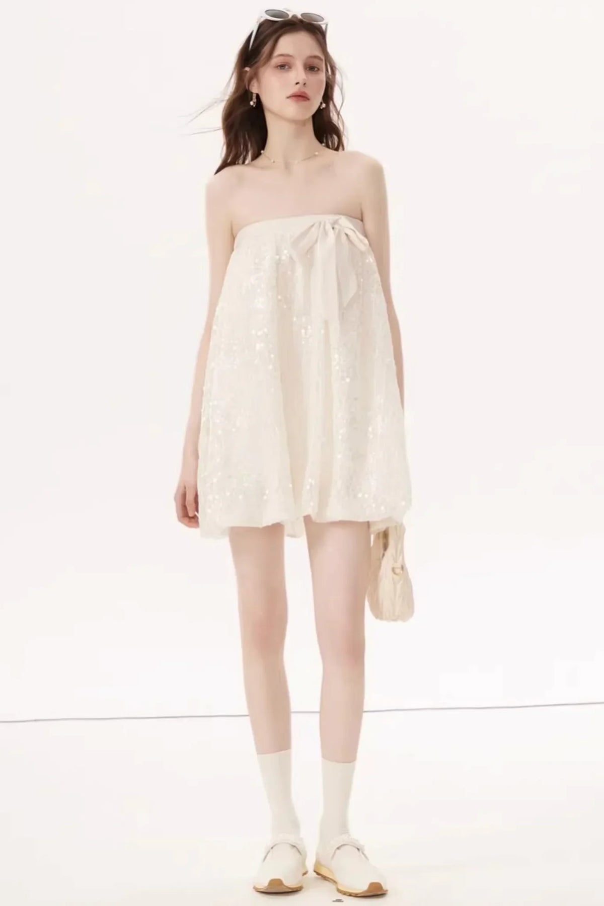 Sequined Bow Skirt Suit Set-Up