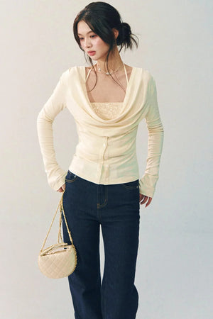 Sequined Swing-Collar Top