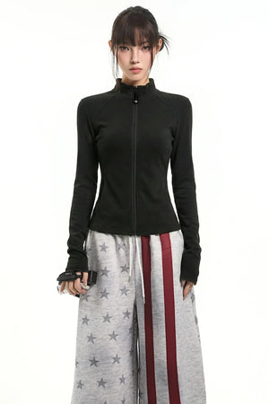 Sexy Black Fleece Cardigan Jacket