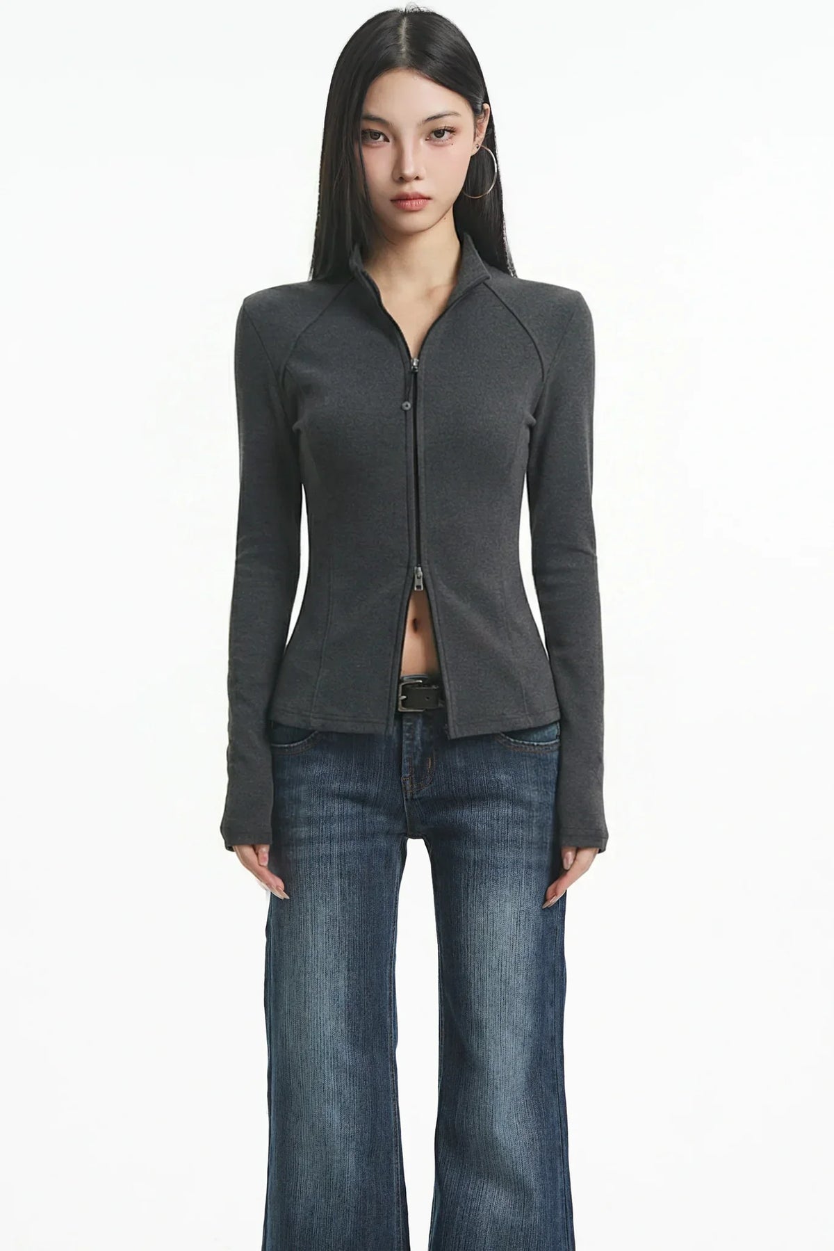 Sexy Black Fleece Cardigan Jacket
