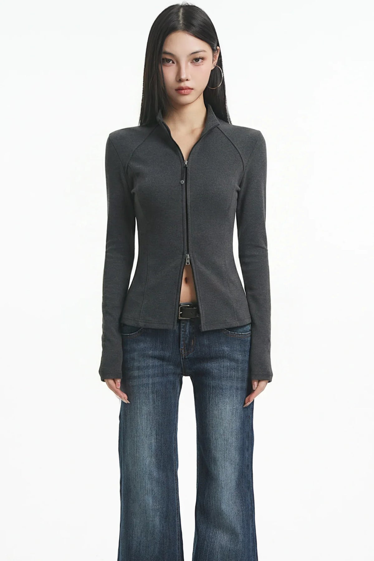 Sexy Black Fleece Cardigan Jacket
