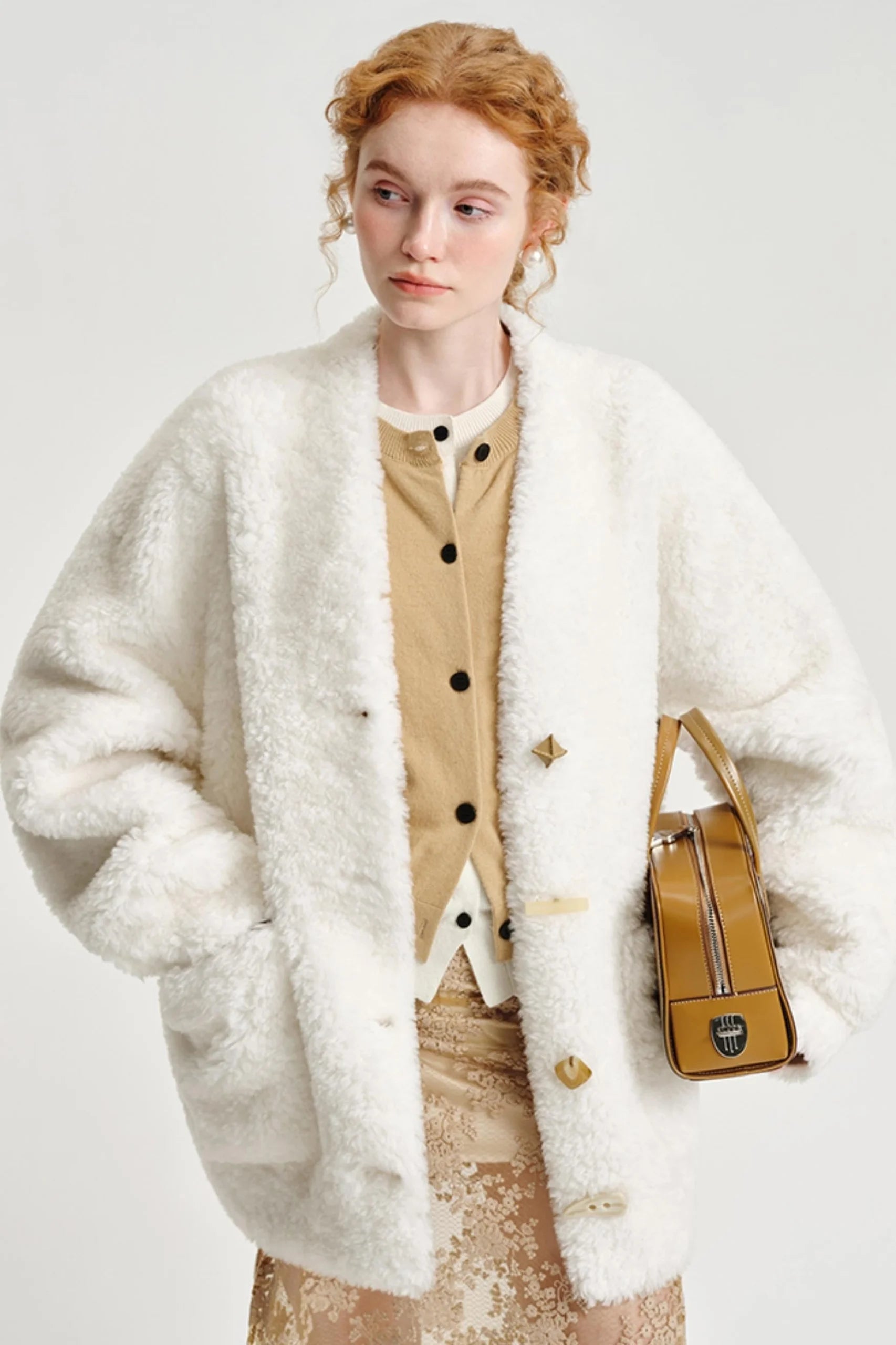 Shearling V-Neck Plus Jacket
