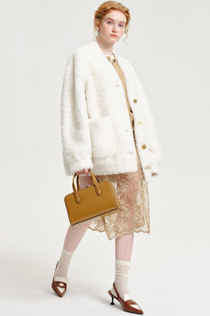 Shearling V-Neck Plus Jacket