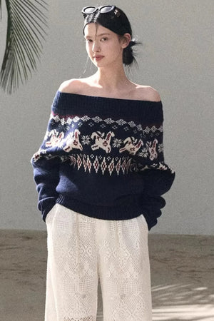 Sheep Wool Fair Isle Sweater