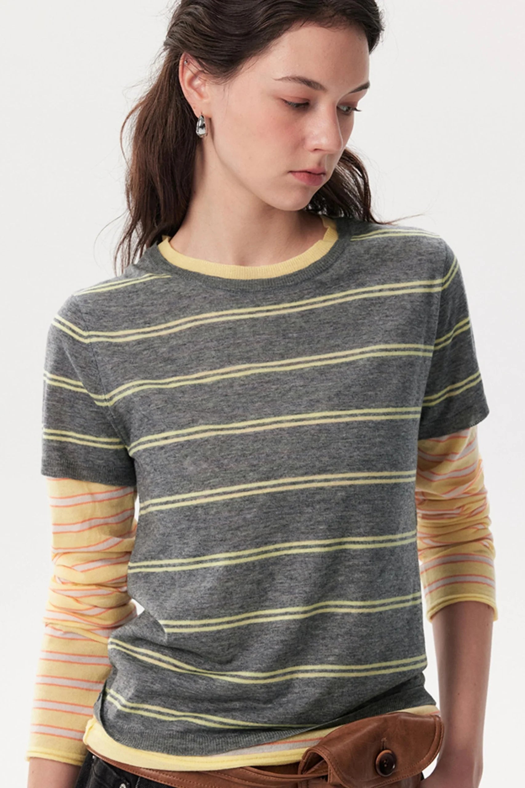 Sheep Wool Patchwork Knitted T-Shirt