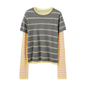 Sheep Wool Patchwork Knitted T-Shirt