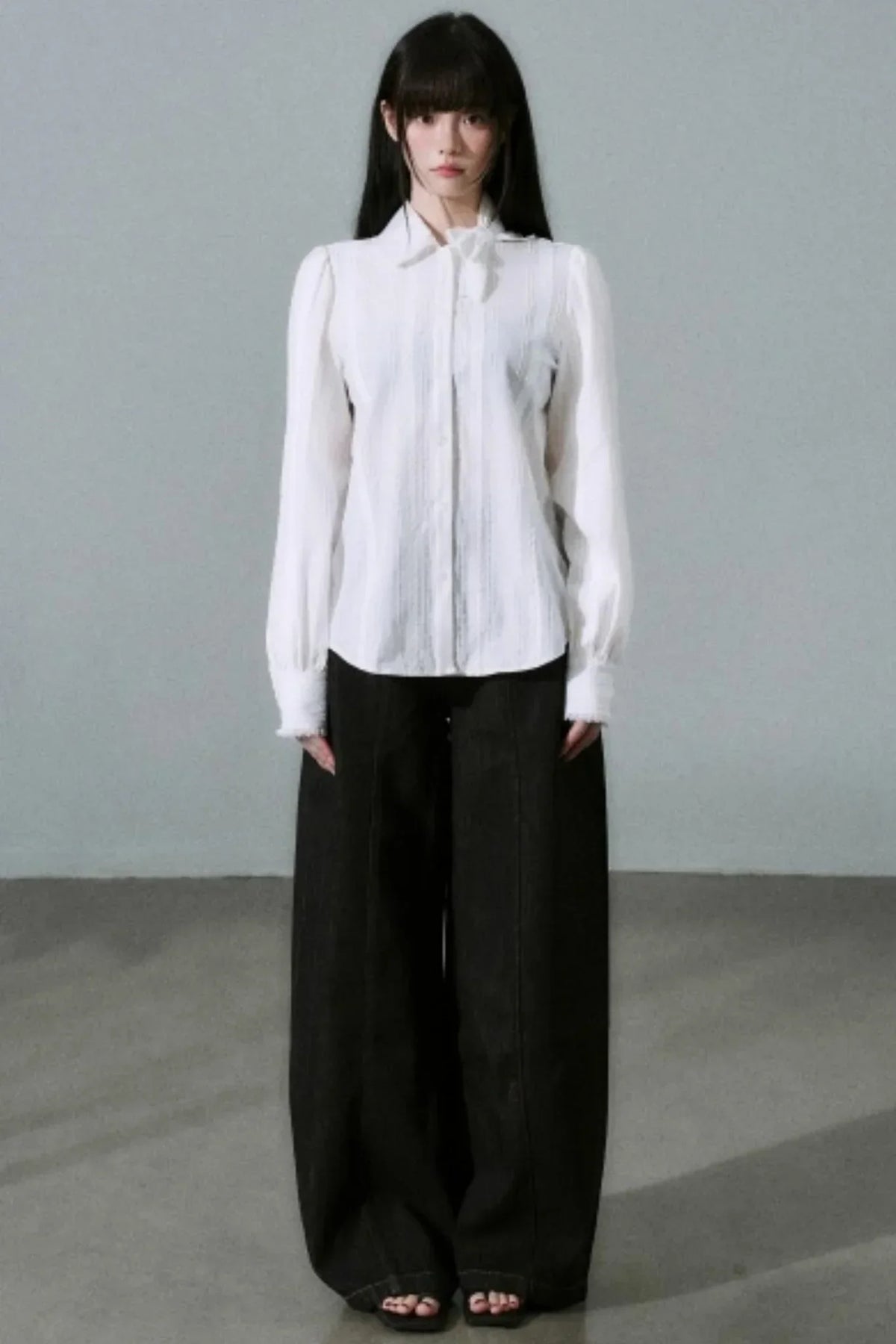 Sheer Cotton Bowknot Shirt