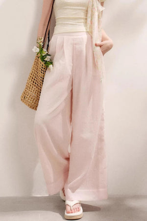Sheer High-Waisted Wide-Leg Pants
