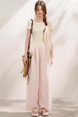 Sheer High-Waisted Wide-Leg Pants