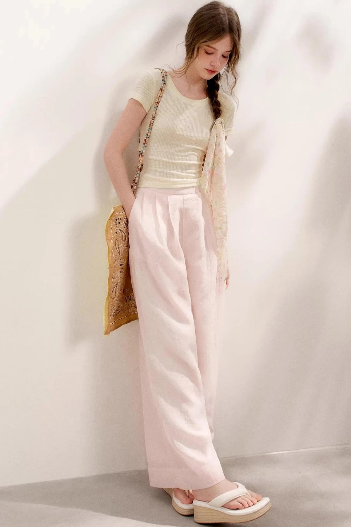Sheer High-Waisted Wide-Leg Pants