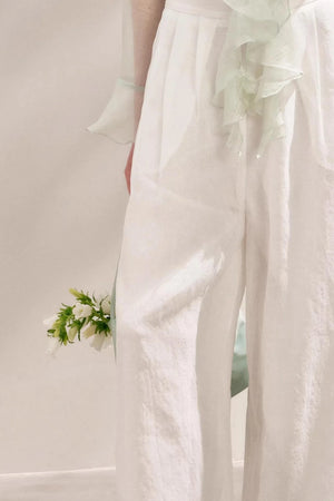 Sheer High-Waisted Wide-Leg Pants