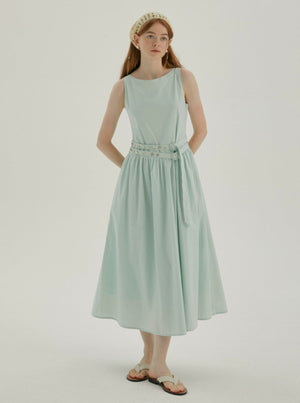 Shell Belt Sleeveless Midi Dress