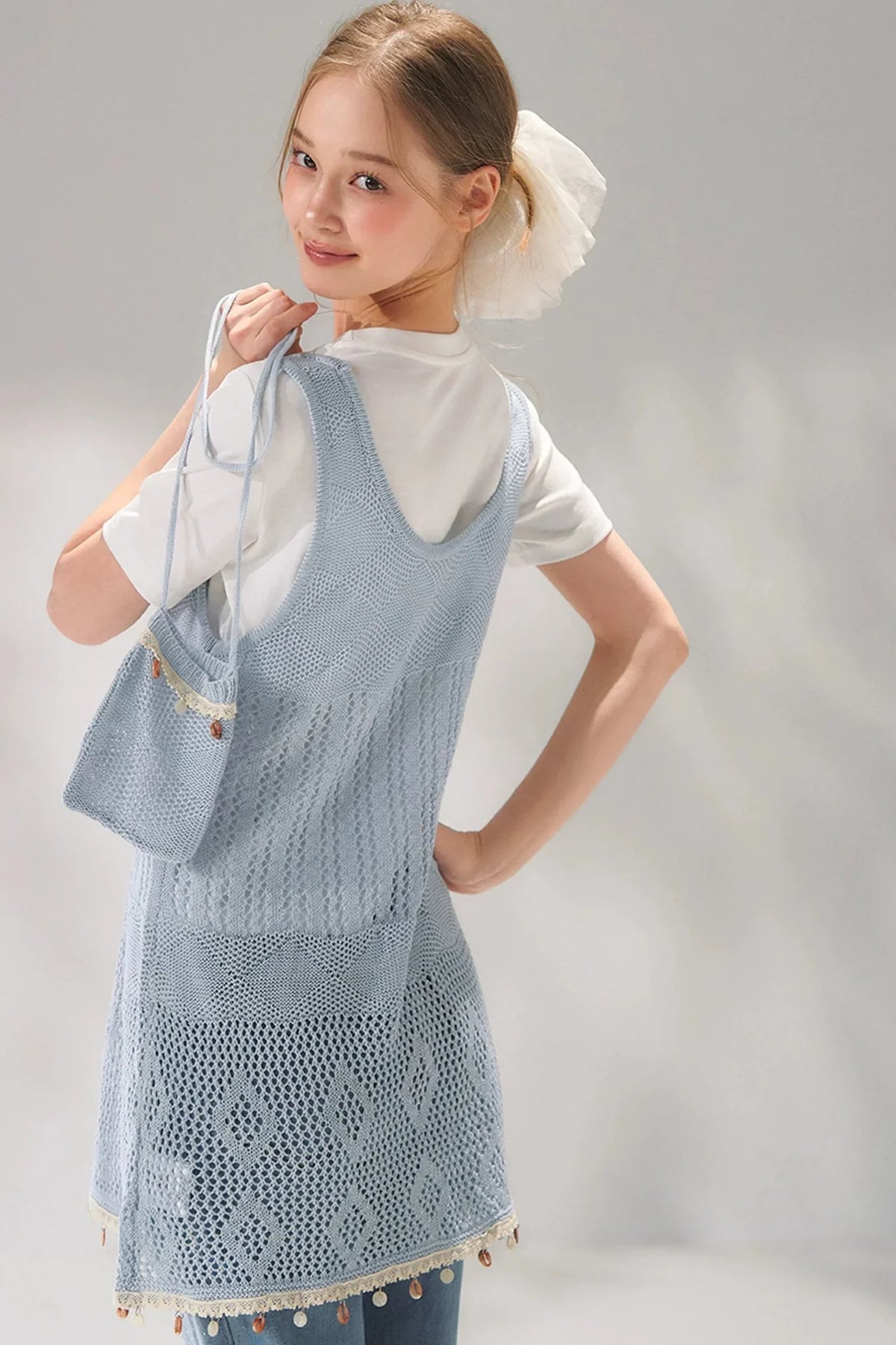 Shell Jacquard Knitted Vest Set