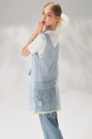 Shell Jacquard Knitted Vest Set