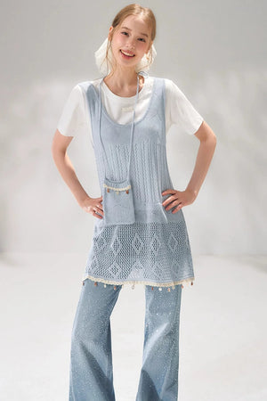 Shell Jacquard Knitted Vest Set
