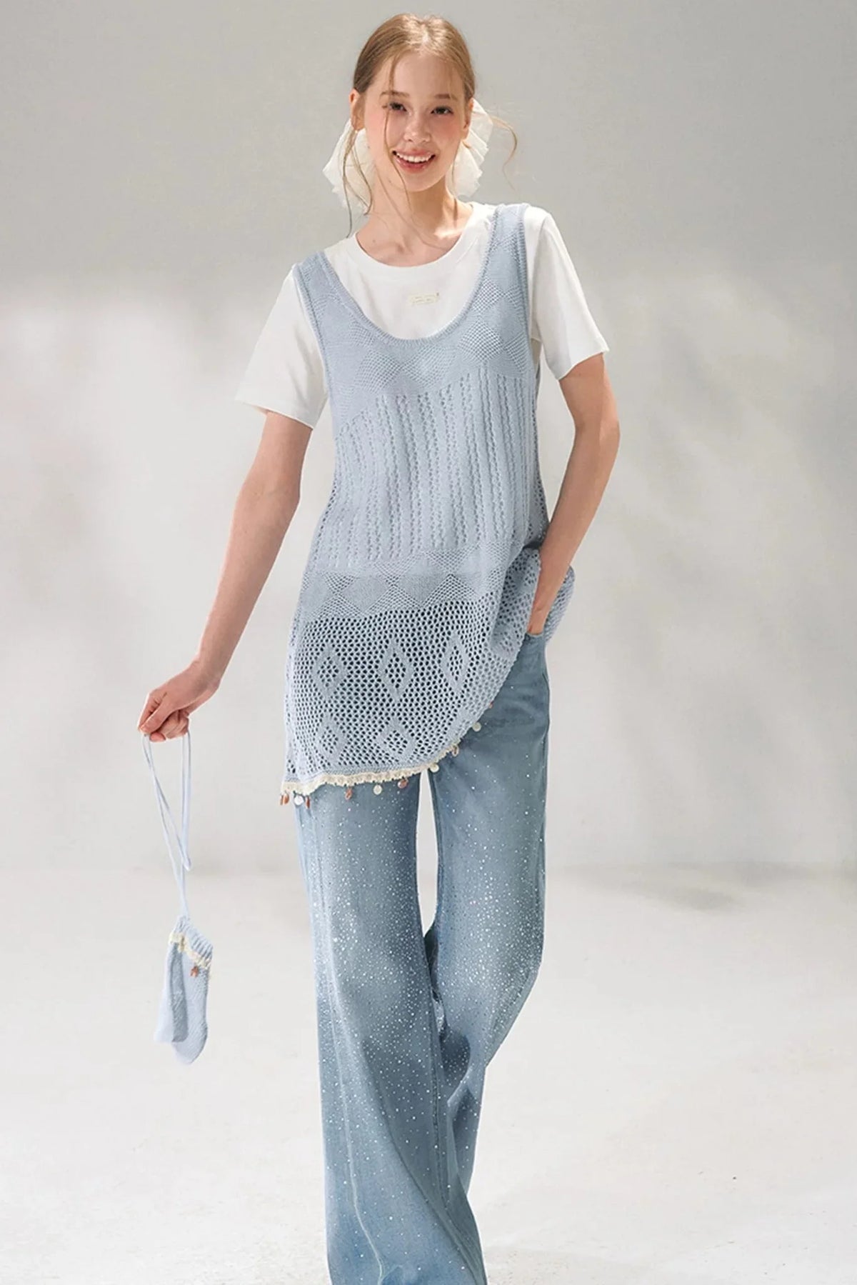 Shell Jacquard Knitted Vest Set
