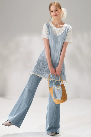 Shell Jacquard Knitted Vest Set