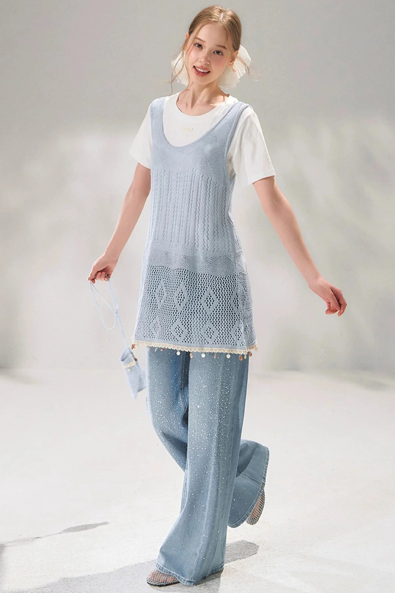 Shell Jacquard Knitted Vest Set