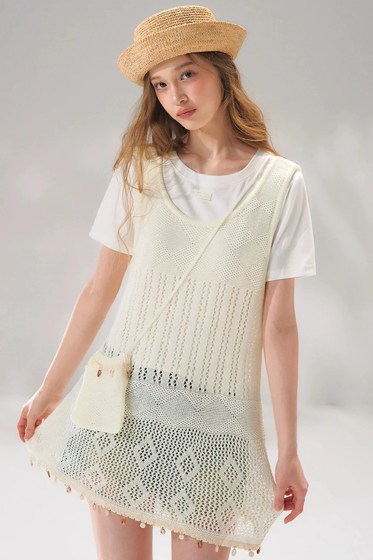Shell Jacquard Knitted Vest Set